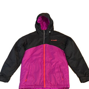Columbia Black and Purple jacket with Hood and Zipper